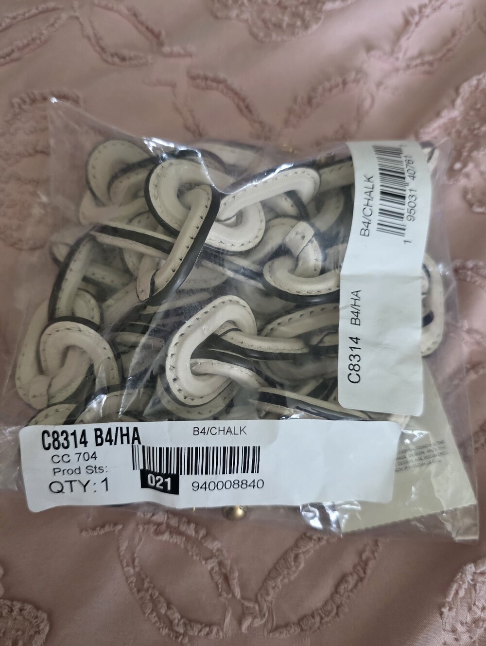 Coach Chalk White Leather Chain Strap